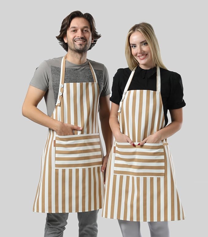 TOSHEX Kitchen Apron Waterdrop Resistant Cotton Apron - Image 7