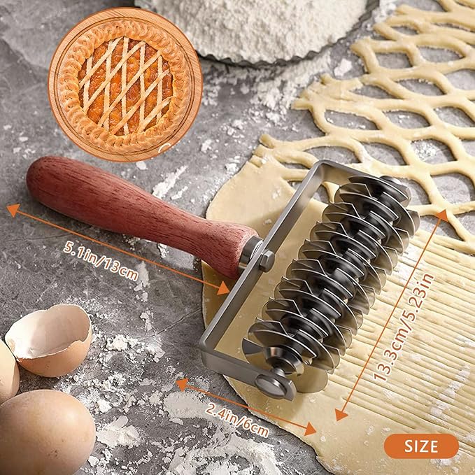 Stainless Steel Dough Lattice Top Cookie Pie Pizza Bread Pastry Crust Roller - Image 3