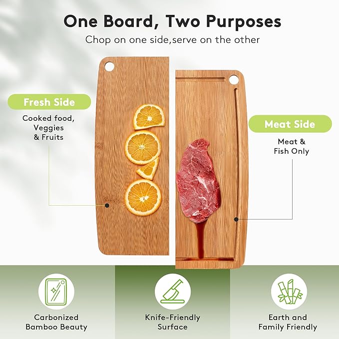 Bamboo Cutting Boards for Kitchen, Carbonized Wood Cutting Board - Image 5