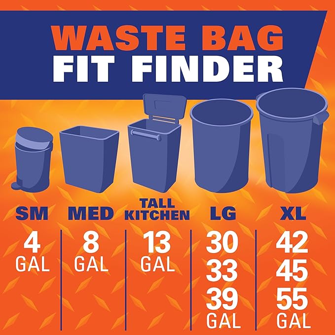 Hefty Strong 13 Gallon Trash Bags, Tall Kitchen Trash Bags, UnscentedLarge - Image 8