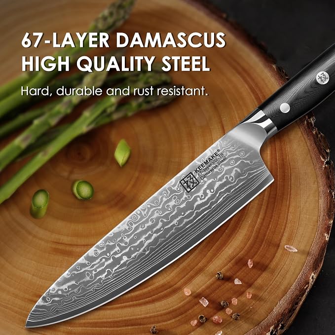 KEEMAKE Damascus Kitchen Knife Set, Elegant Box - Image 3