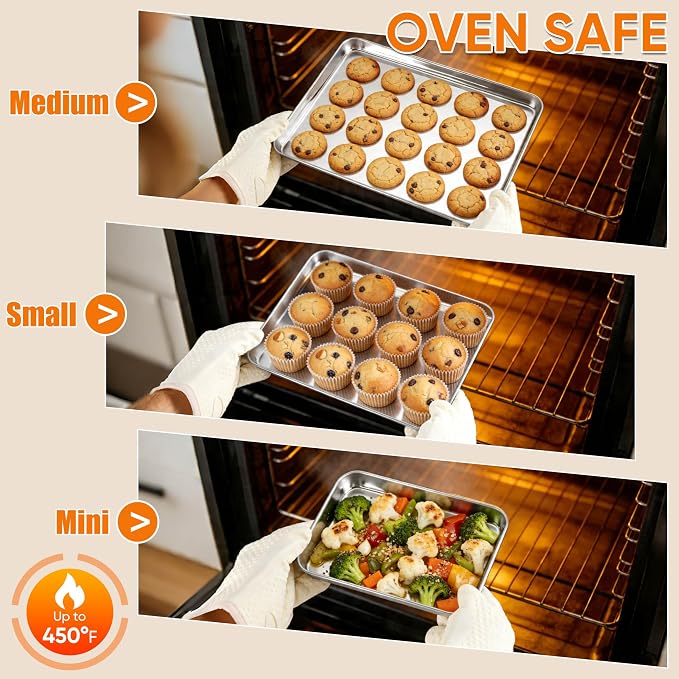 LIANYU 3 Pack Stainless Steel Baking Sheets, Cookie Sheet Pan - Image 4