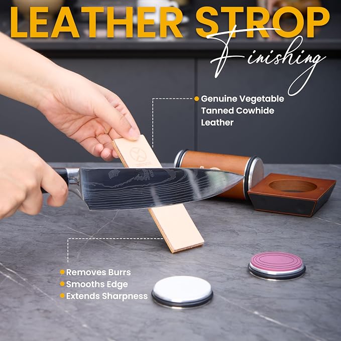 Rolling Knife Sharpener Kit – Magnetic 4-Angle Base, 3.86 Inches Longer Wooden - Image 4