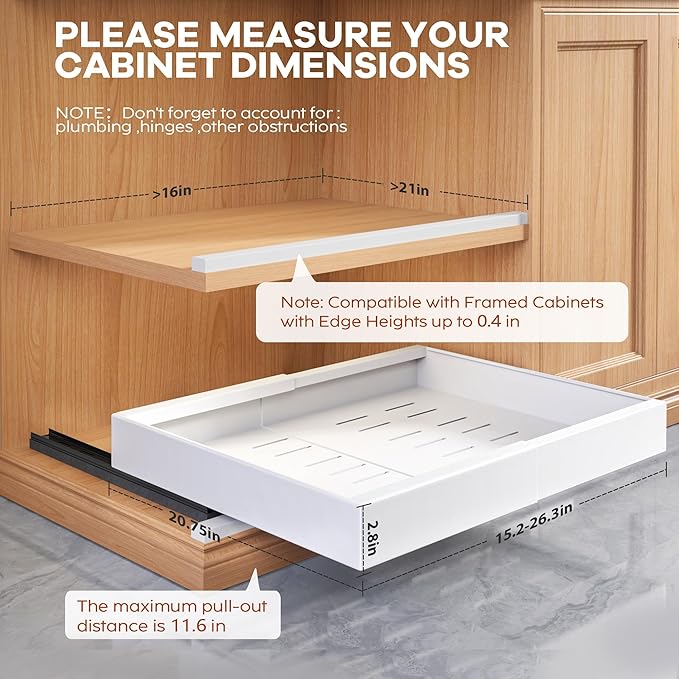 Seinloes 4 Pack Expandable Width Pull Out Cabinet Organizer 21" Deep - Image 4
