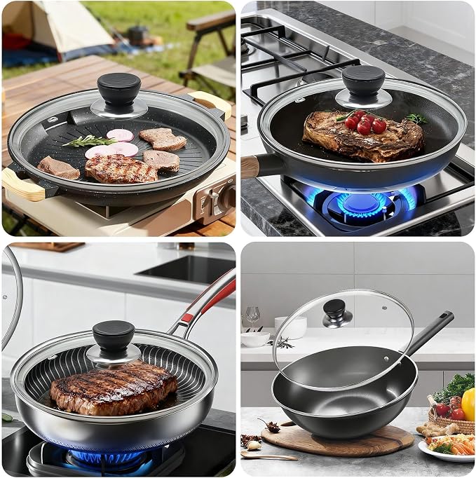 8 Inch Pan Lid, Tempered Glass Cast Iron Lids - Image 5