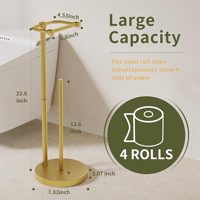 Toilet Paper Holder Stand, Modern Bathroom Free Standing Toilet Paper Holder - Image 6