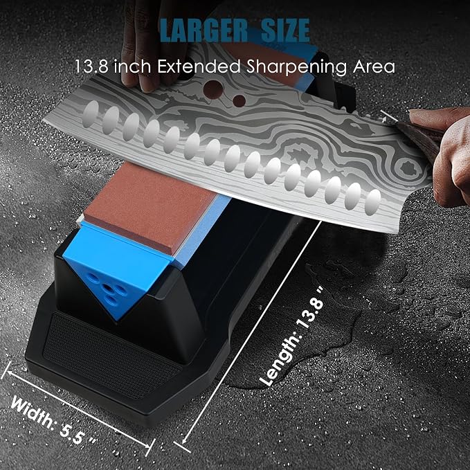 Large Knife Sharpening Stone, Tri-Stone Knife Sharpener, 3 Sides Grit - Image 2