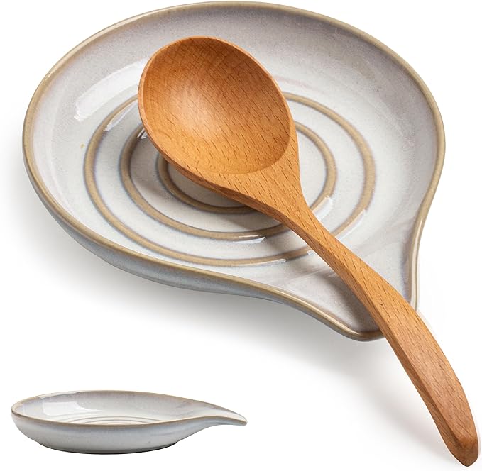 Ceramic Spoon Rest for Stove Top, Large Spoon Holder for Kitchen Counter by Cormomu