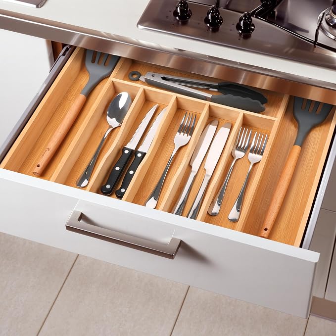Large Premium Bamboo Silverware Organizer - Image 7