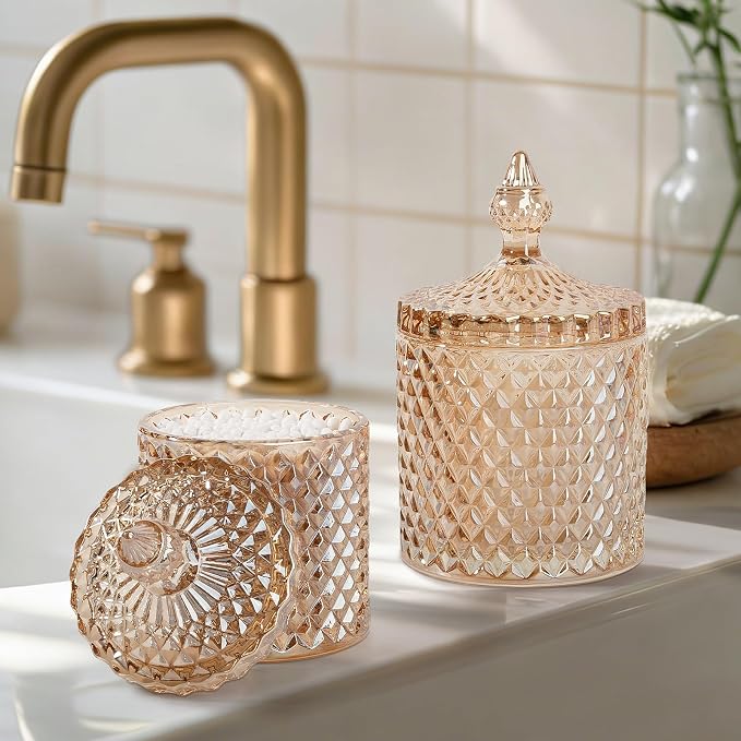 2 Pack Qtip Holder Glass Apothecary Jars - Image 2