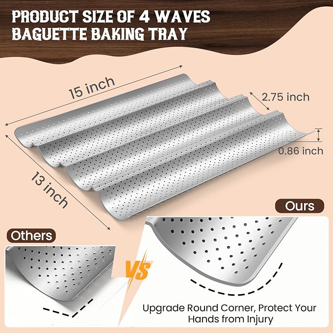 Pavsrmy Baguette Bread Pan, Premium Nonstick Perforated Baguette Pan - Image 5