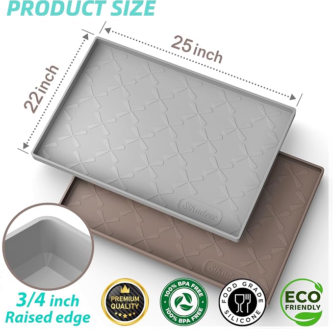 SIKADEER 25" x 22" Under Sink Mat Waterproof, Silicone Mat Kitchen Drawer Shelf - Image 3