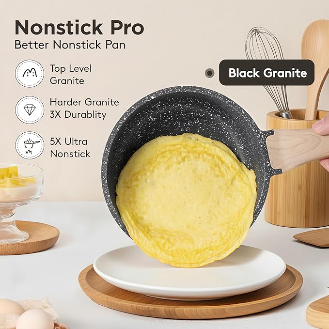 Sauce Pan with Lid, Non stick Small Cooking Pot 1.5Qt, Lightweight Non Stick - Image 2