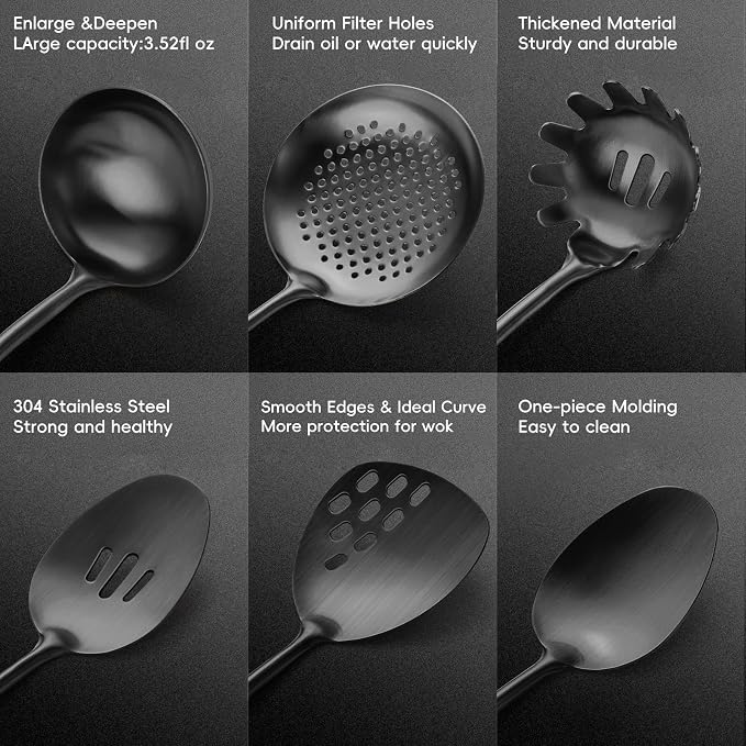 Izurok 18/10 Stainless Steel Kitchen Utensils Set, 6 Piece Cooking Utensils - Image 3