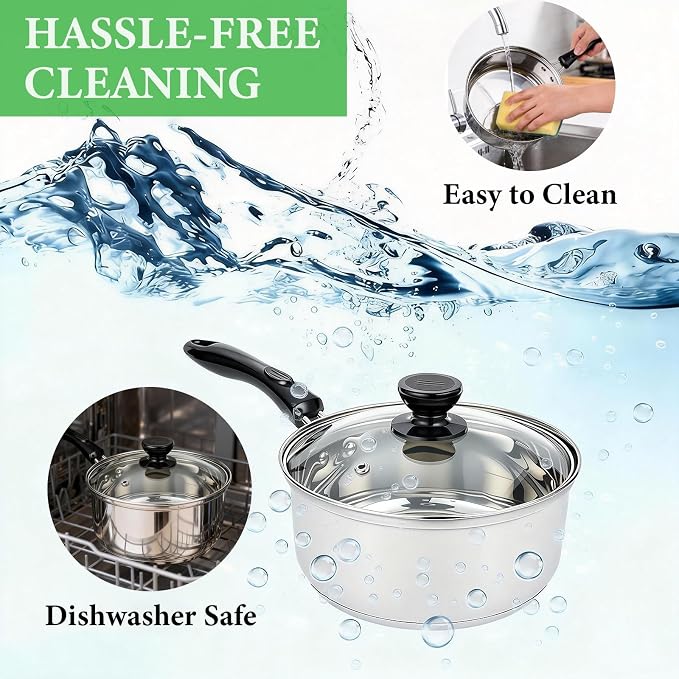 Stainless Steel Saucepan with Lid Set - Image 8