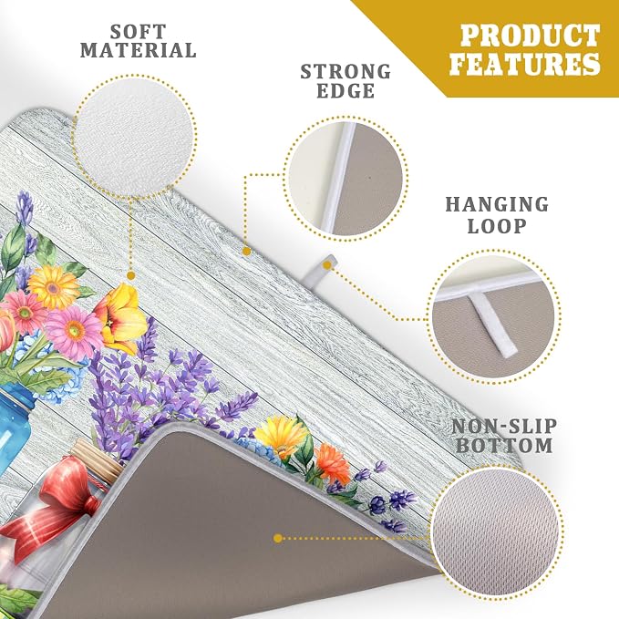 Kawani Spring Summer Flowers Dish Drying Mat - Image 4