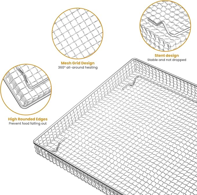 2Pcs Stainless Steel Oven Air Fryer Basket and Tray Replacement - Image 4