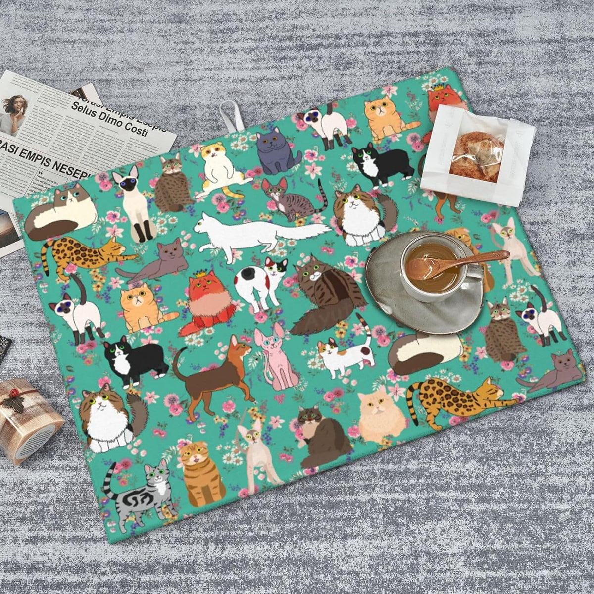 Cat Dish Drying Mat For Kitchen Microfiber Drying Mats Absorbent