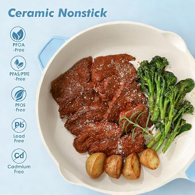 SENSARTE Nonstick Ceramic Saute Pan 10-inch, 3.5QT Nonstick Skillet, Non Toxic - Image 2