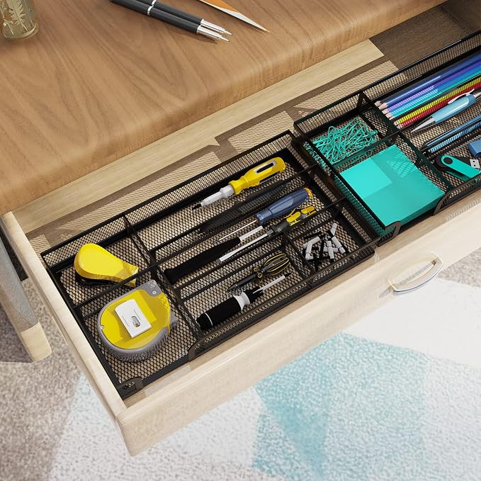 Desk Drawer Organizer, Metal Mesh Dividers Organizer - Image 7