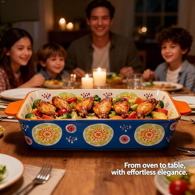 Ceramic Baking Dish Set of 2, 3QT & 1.2QT Stoneware Casserole Dishes - Image 9
