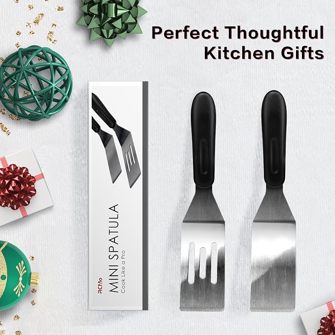 Small Spatula Professional Mini Serving Spatula, 4 Pieces Stainless Steel Metal - Image 7