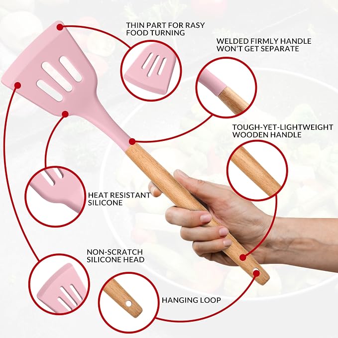E-far Kitchen Utensils Set of 12, Silicone Cooking Utensils - Image 3