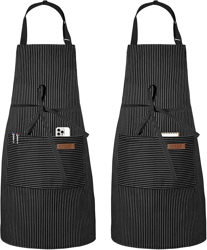 Serrenf 2 Pack Apron, Cooking Kitchen Aprons, Adjustable Bib Apron by serrenf