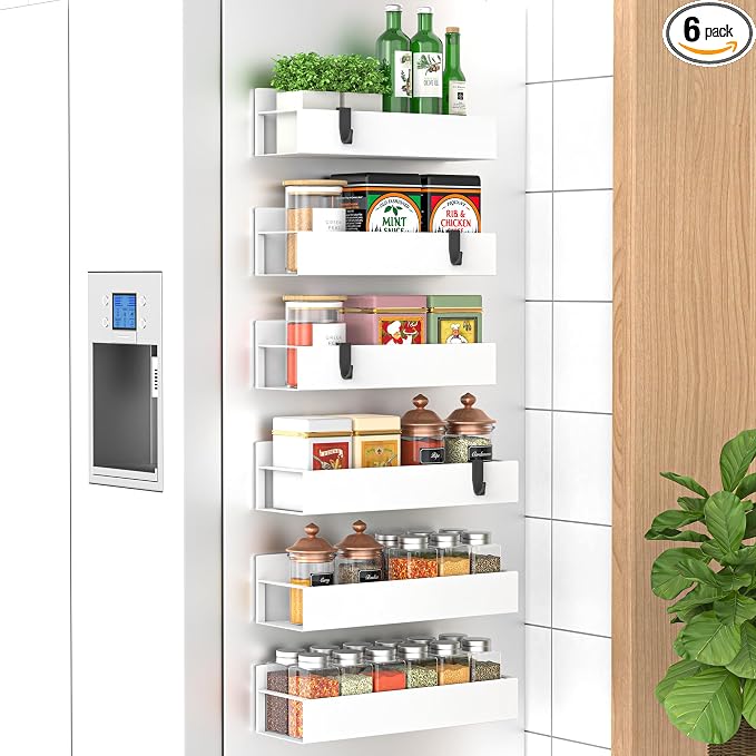 HuggieGems 6 Pack Magnetic Spice Storage Rack Organizer by HuggieGems