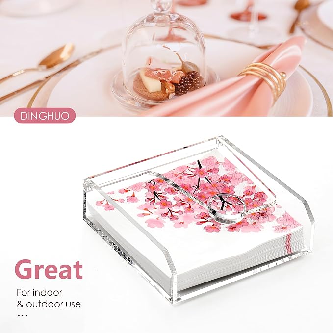 DINGHUO Acrylic Napkin Holder for Table, Flat Kitchen Paper Hand Napkin - Image 7