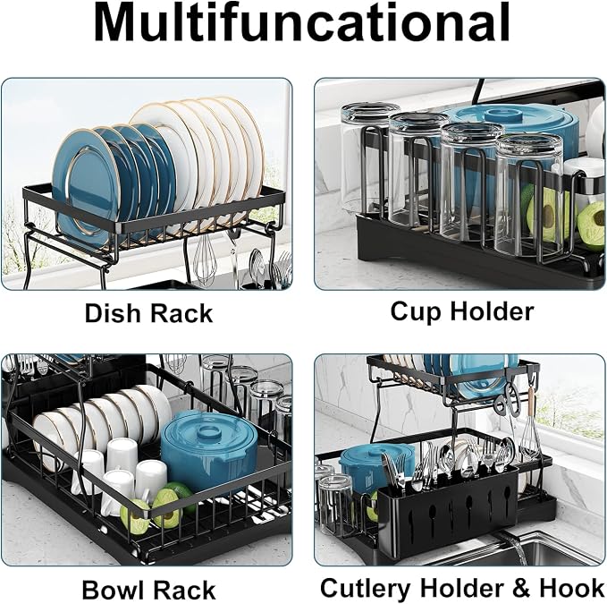 Dish Drying Rack, 2 Tier Dish Racks - Image 6