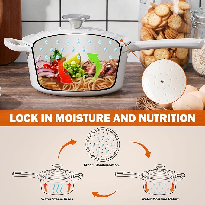 Homikit 3 Quart Saucepan with Lid, Enameled Cast Iron Saucepan - Image 5