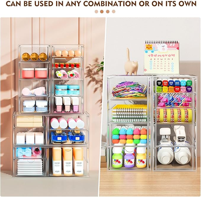 ARSTPEOE 22 Drawers, Acrylic Desk Makeup Organizer, Plastic Drawers Organizer - Image 6