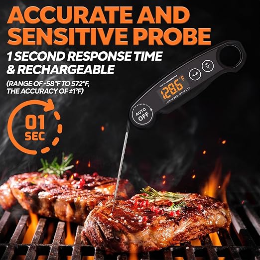 1 Second Instant Read Food Thermometer Rechargeable Meat Thermometer Digital - Image 2