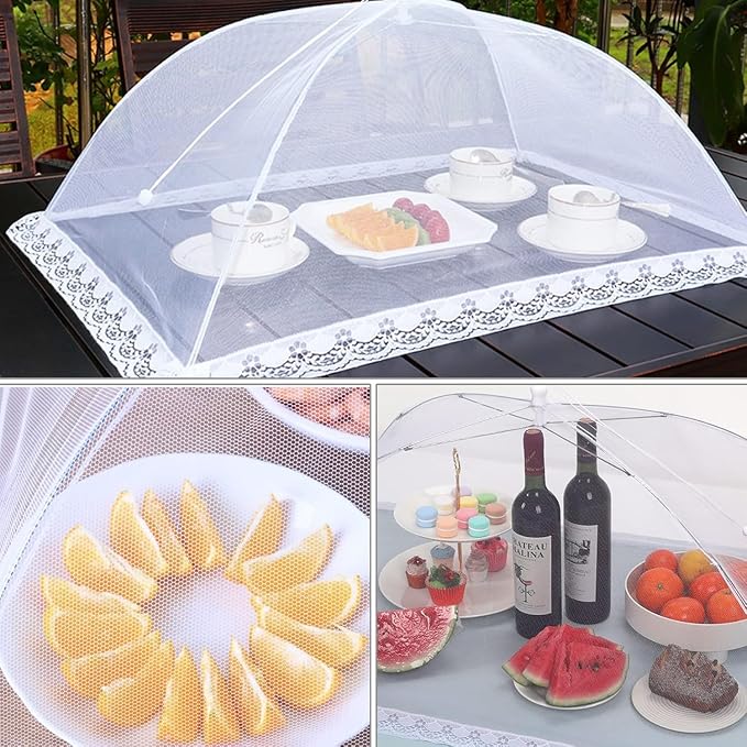 JULBEAR 2 Pcs 40x24inches Extra Large Mesh Food Cover Tent Umbrella Food Screen - Image 7