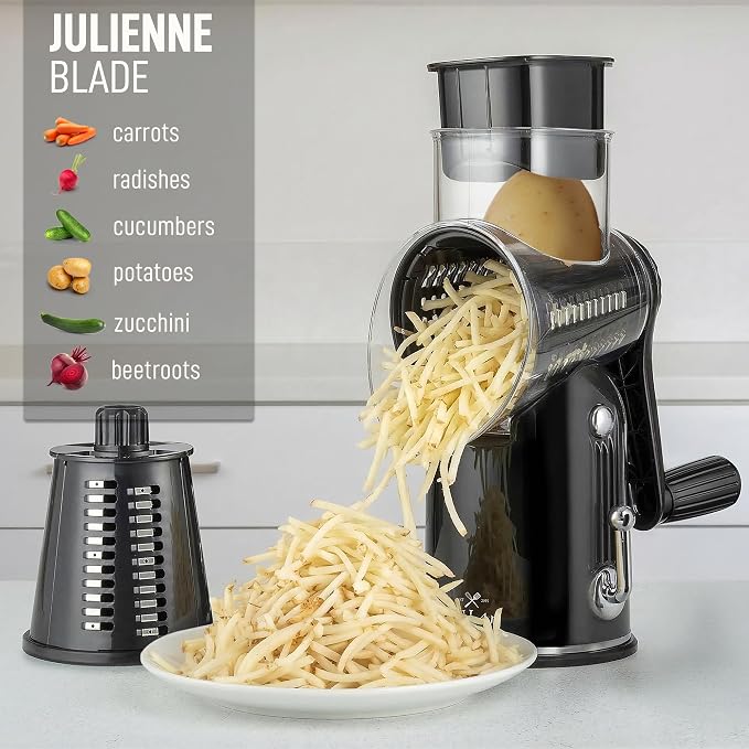 Zulay Kitchen Rotary Cheese Grater 5 Blade Cheese Shredder - Image 7