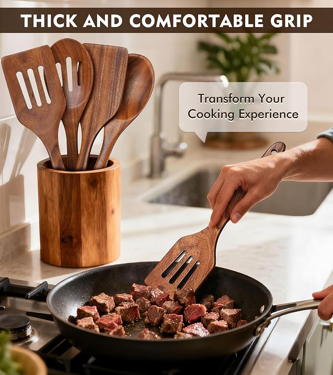 4Pcs Wooden Spatula for Cooking, Acacia Wooden Spatula for Kitchen Use - Image 3