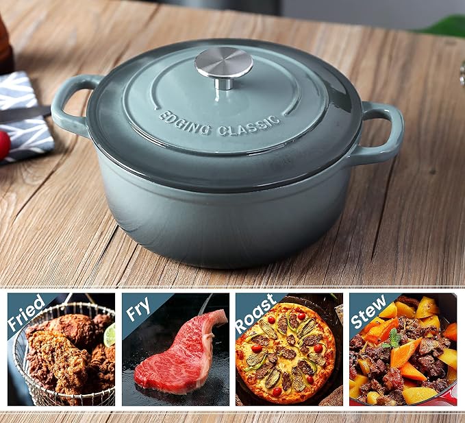 EDGING CASTING Enameled Cast Iron Covered 5.5 Quart Dutch Oven - Image 7