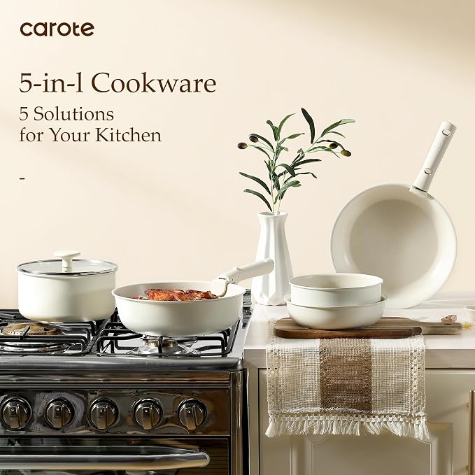 CAROTE 19pcs Pots and Pans Set, Nonstick Cookware Set Detachable Handle - Image 9