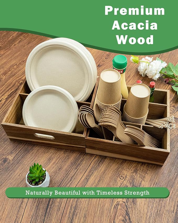 Acacia Wood Utensil Holder for Party - Image 7