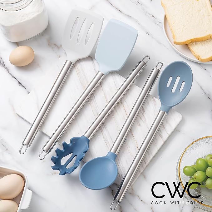 COOK WITH COLOR Silicone Cooking Utensils, Kitchen Utensil Set, Cooking Utensils - Image 2