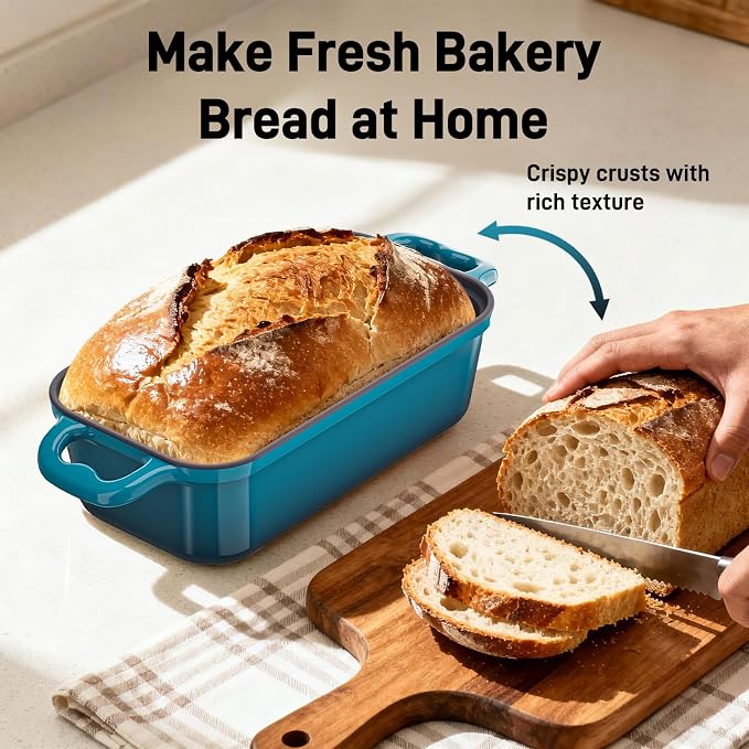 Enameled Cast Iron Sourdough Bread Dutch Oven, 8.5x4.5 Inch Loaf Cast Iron - Image 4