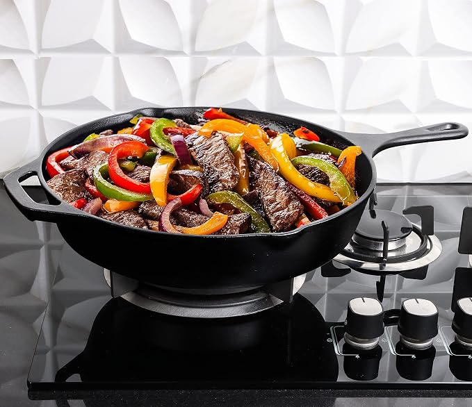 Utopia Kitchen Premium Cast Iron Skillets 12 Inch, Chef's Pan, Pre-Seasoned - Image 2