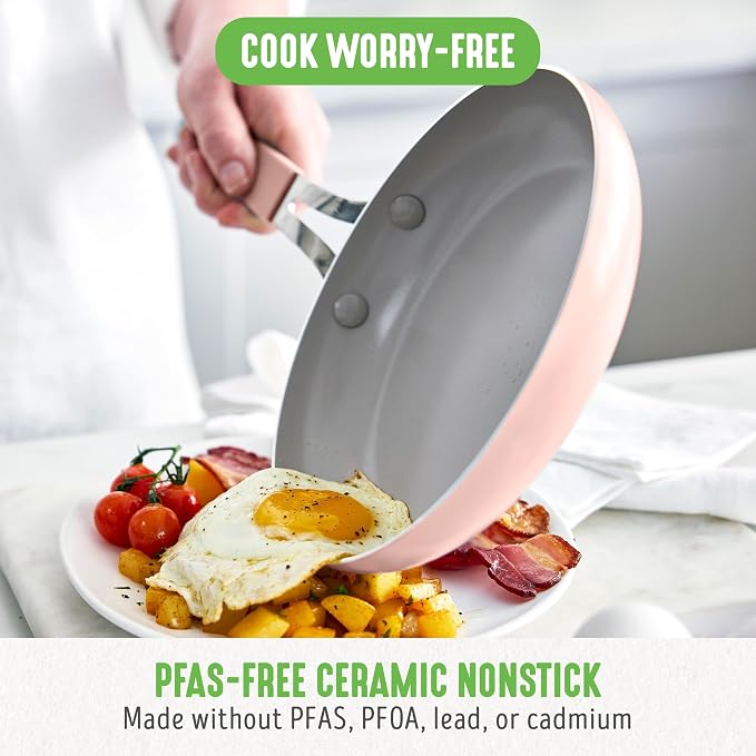 GreenLife 10-Piece Nonstick Ceramic Cookware Set, Lightweight Healthy PFAS-Free - Image 2