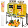 1 Gallon Glass Drink Dispensers for Parties, 2 Pack Beverage Dispenser