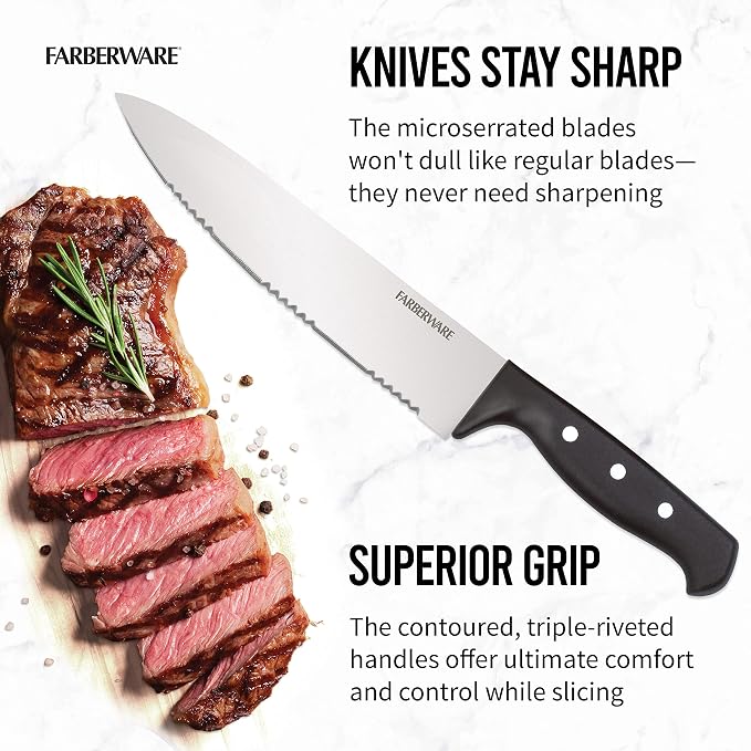 Farberware 22-Piece Never Needs Sharpening Triple Rivet High-Carbon Stainless - Image 3