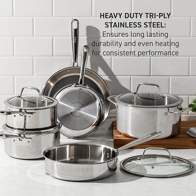 T-Fal Pro Tri-Ply Stainless Steel Large Dutch Oven Pot - Image 2
