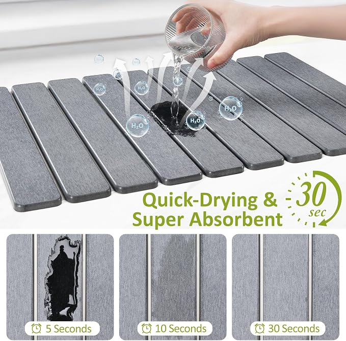 Large Stone Dish Drying Mat for Kitchen Counter, Collapsible Quick Dry Stone - Image 3
