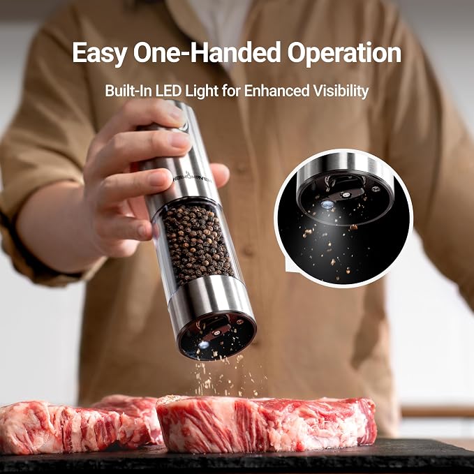 ThermoMaven Electric Salt and Pepper Grinder Set, 110ml Larger Rechargeable - Image 2