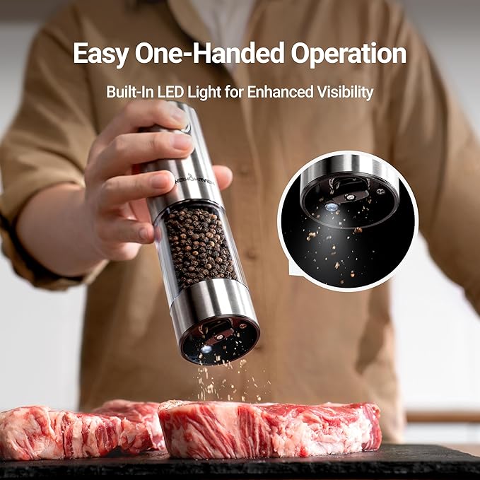 ThermoMaven Electric Salt and Pepper Grinder Set, 110ml Larger Rechargeable - Image 2